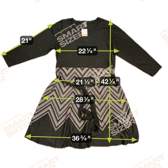 Taylor Chevron Scoop Neck Sweater Dress Tie Waist Midi Brown Plus Size 3X Office - Picture 15 of 15